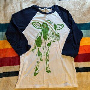 White and blue canvas long sleeve shirt